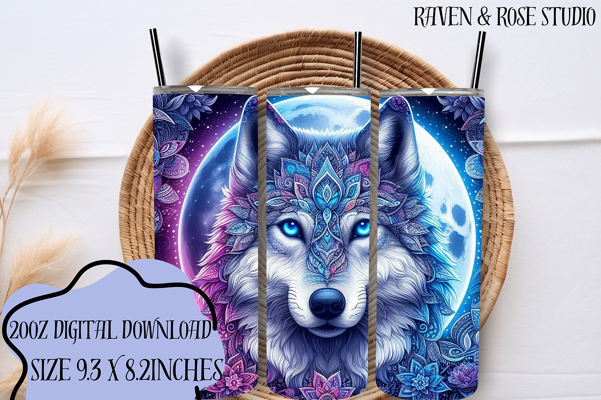 Mandala Wolf 20oz - Pack of 6, an Animal Illustration by Raven&RoseStudio (Photo 6 of 7)