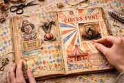 Vintage circus patterns, papercraft, a Pattern Graphic by Kiwi Fruit Punch (Thumbnail 2 of 3)