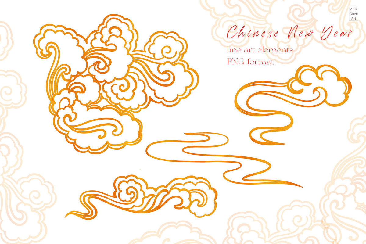 Lunar New Year seamless pattern, a Seasonal Illustration by AnaGuziiArt (Photo 4 of 9)