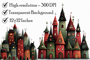 Whimsical Christmas Village Clipart, an Illustration by Libby Wishes (Thumbnail 3 of 7)