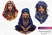 Berber Tuareg Woman clipart Set, a Person Illustration by ThatsDesignArt (Thumbnail 6 of 10)