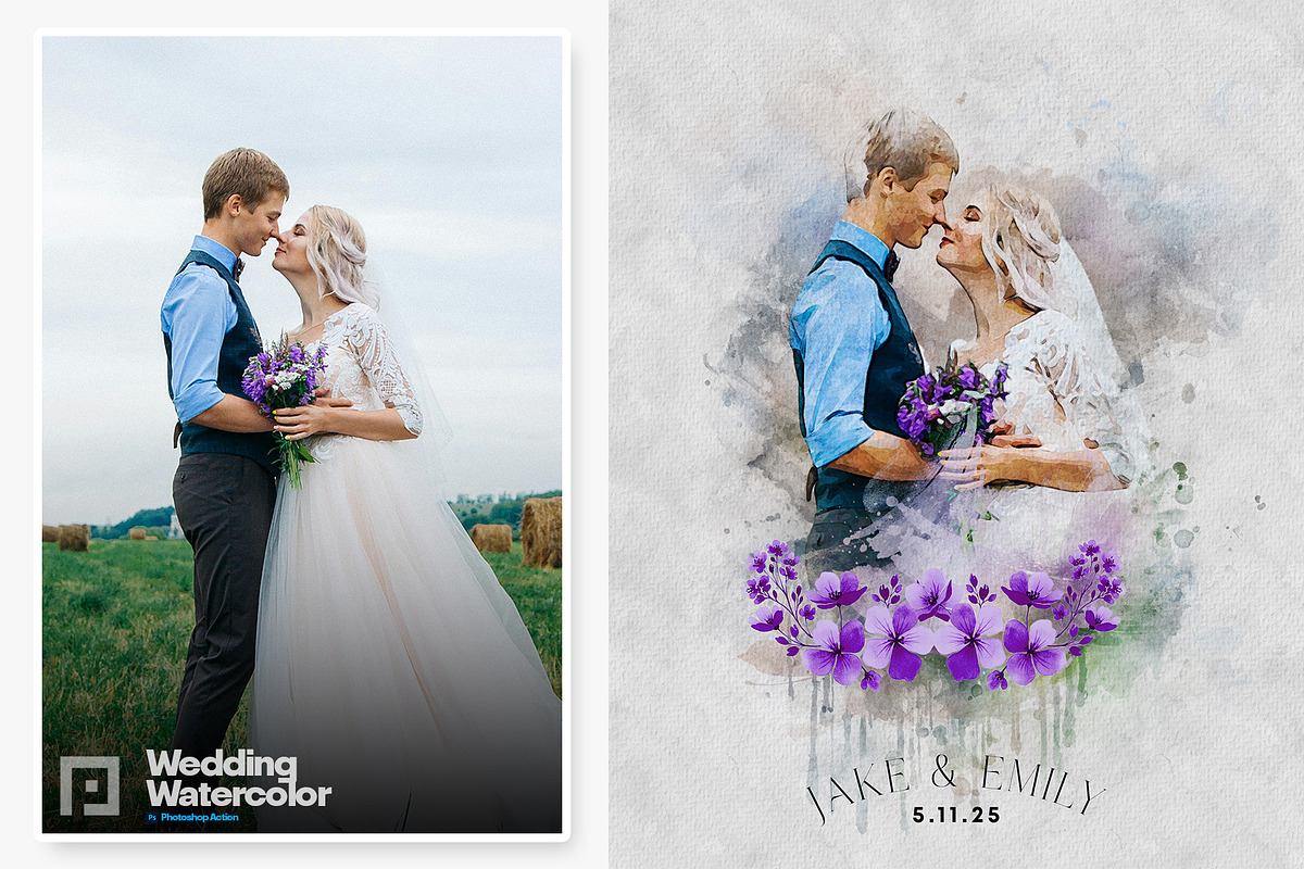 Wedding Watercolor Art Photo Effect, an Action Add-On by Shovajit (Photo 2 of 9)