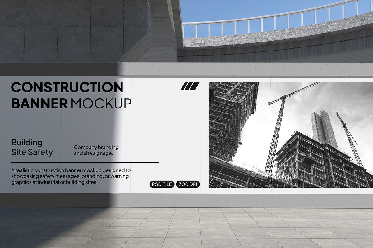 Construction Banner Mockup, an Advertising Mockup by Permadi Creative (Photo 2 of 5)