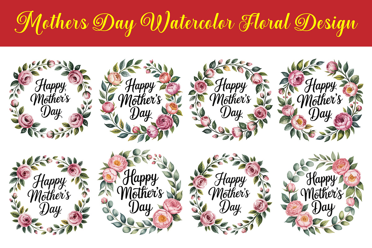 Floral wreaths celebrate Mother'sDay, a Decorative Illustration by himelgfx (Photo 1 of 5)
