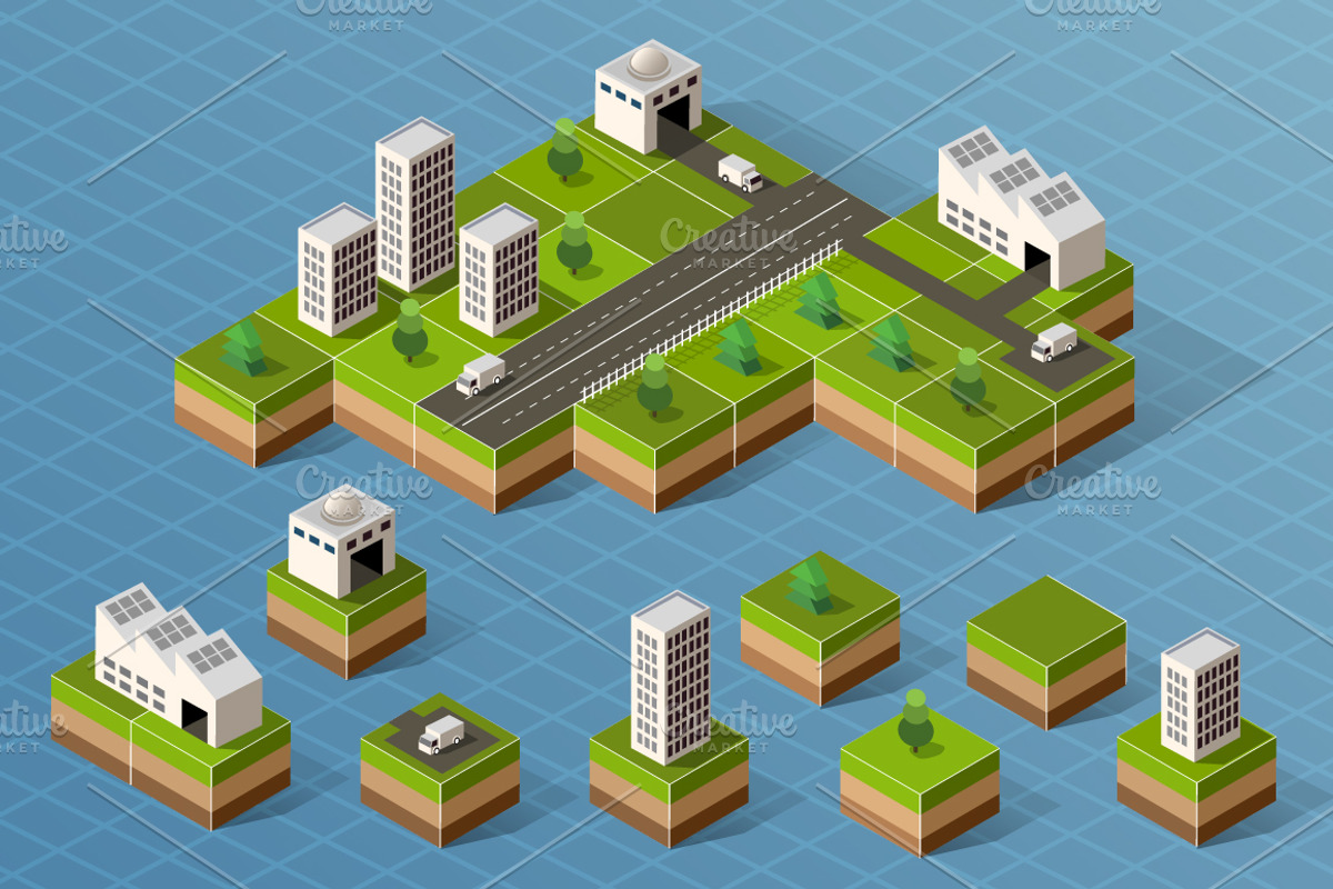Bundle isometric city, a Work Illustration by AlexZeL (Photo 12 of 15)
