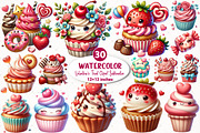 Watercolor Valentine's Treat Clipart, an Illustration by SinaCreation (Thumbnail 1 of 5)
