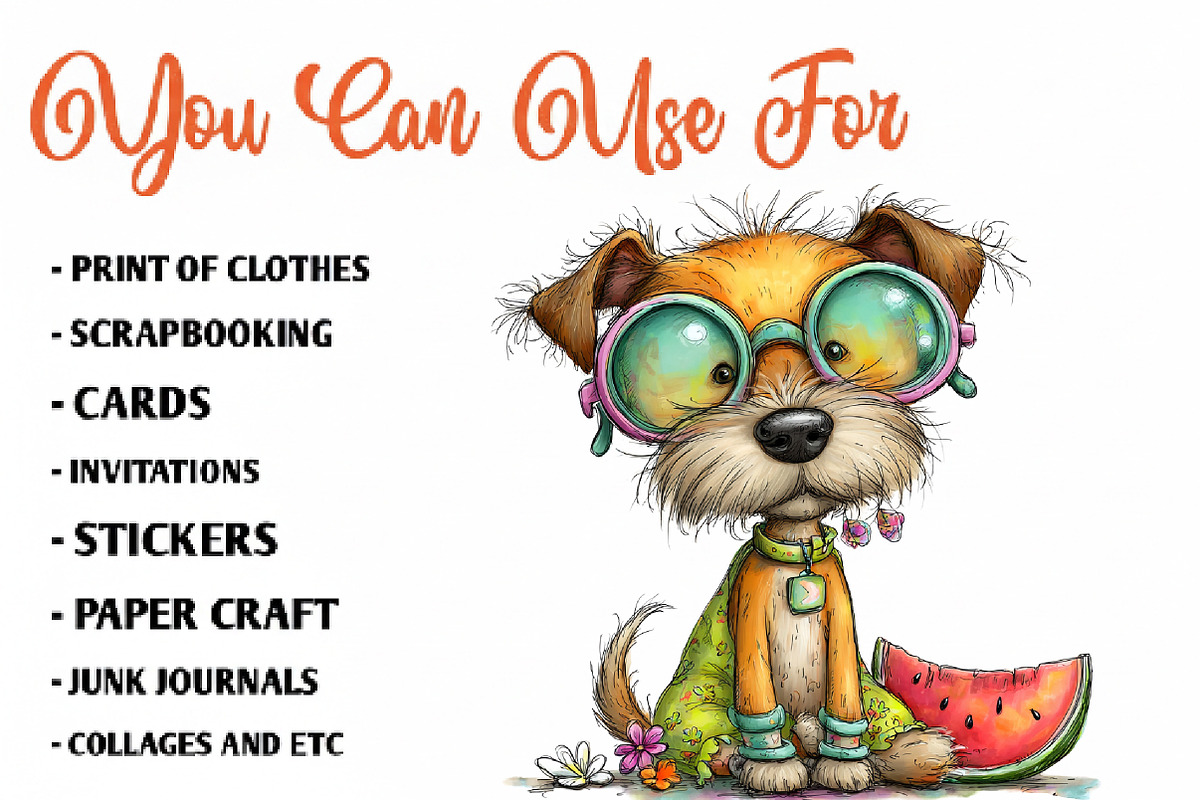 Whimsical Summer Dogs Clipart, an Illustration by CreationArt (Photo 4 of 7)