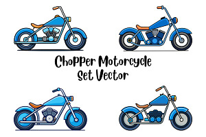 Chopper Motorcycle Set Vector, a Transportation Illustration by Awieee1