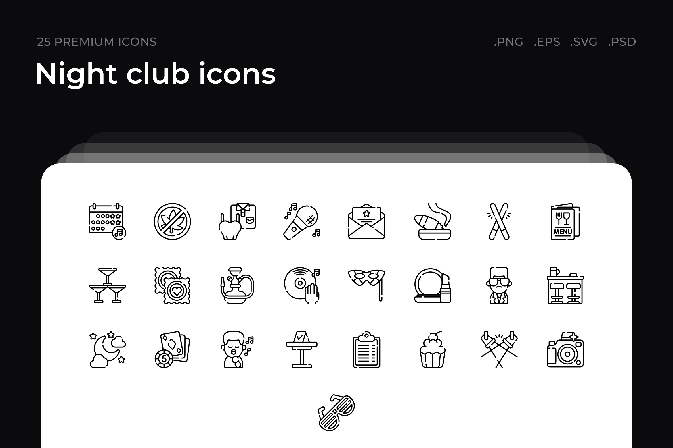 Night club icons, an Outline Icon by Wencory