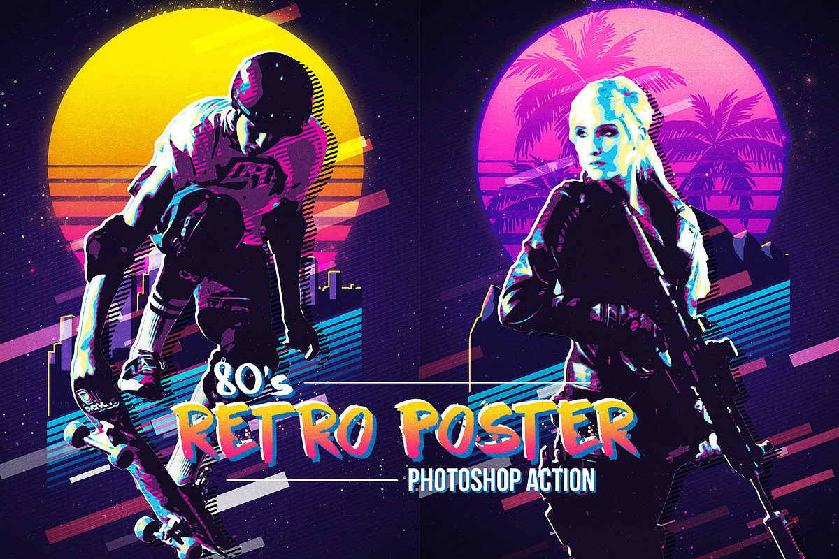 80's Retro Poster Photoshop Action, an Action Add-On by deeplabstudio7 (Photo 1 of 15)