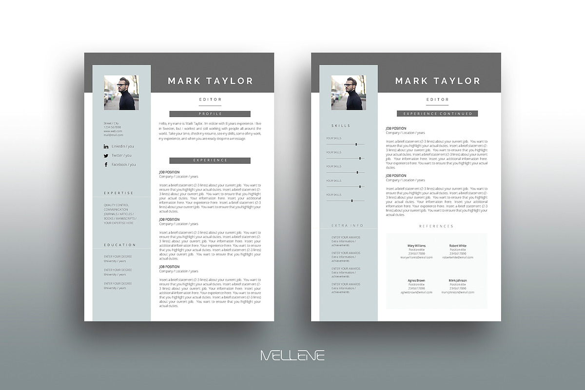 CV / Resume template for MS Word, a Resume Template by Mellene Templates (Photo 1 of 2)