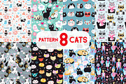 8 Fun bright patterns with cats, a Pattern Graphic by Tanor (Thumbnail 1 of 9)