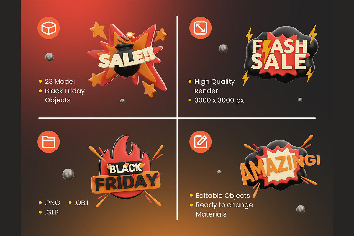 Black Friday 3D Icons, an Object 3D Model by Rakata Studio (Photo 2 of 7)