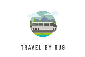 Travel by bus circle image, a Transportation Illustration by SkyVectors