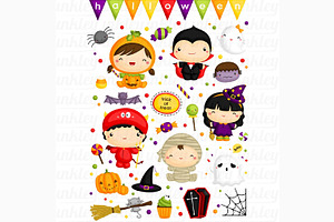 Kids In Halloween Costume Clipart