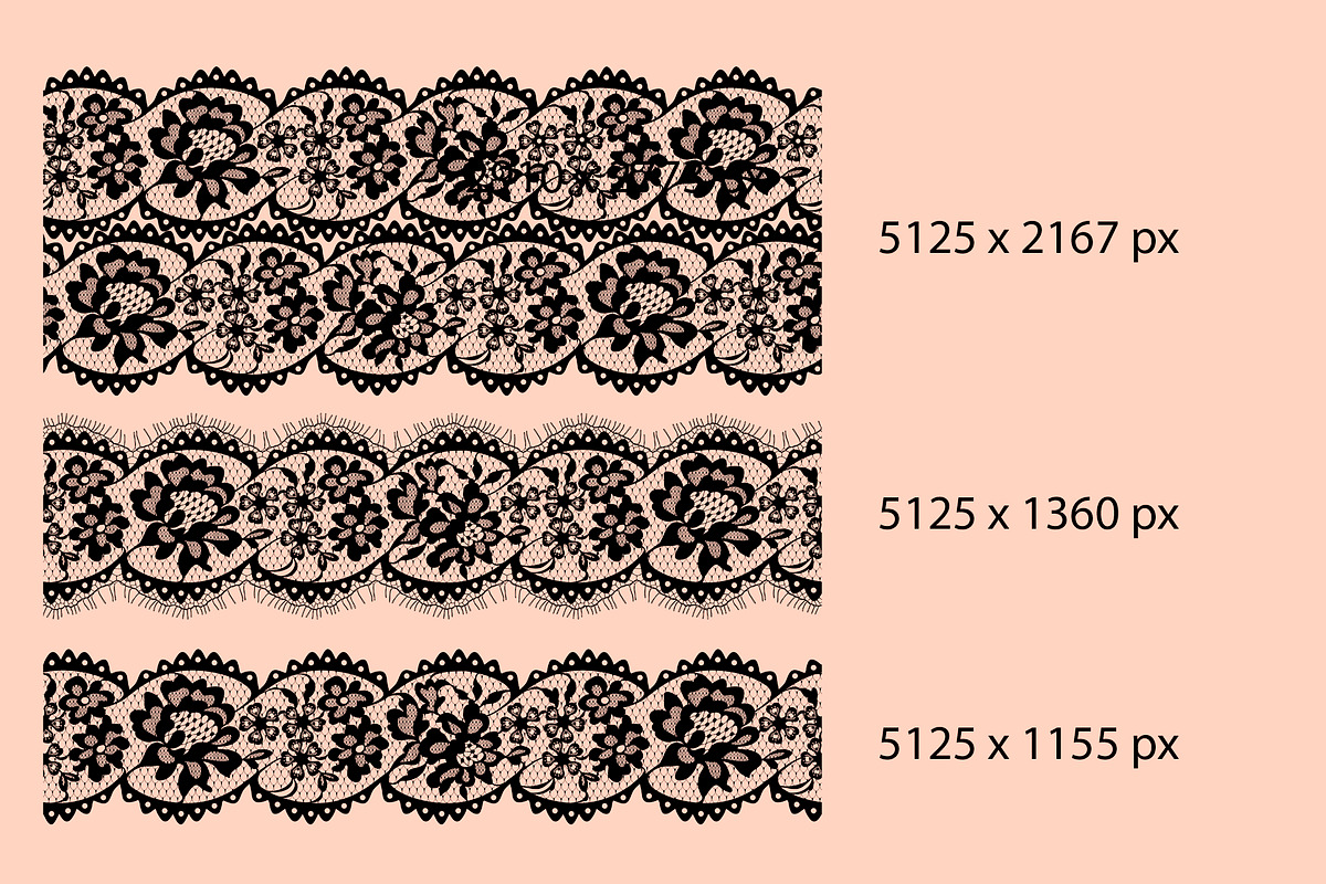 Black lace seamless ribbons., a Pattern Graphic by Ajuga (Photo 4 of 4)