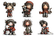 Winter Girls with Animal Friends, an Illustration by Daily.Designs (Thumbnail 3 of 5)