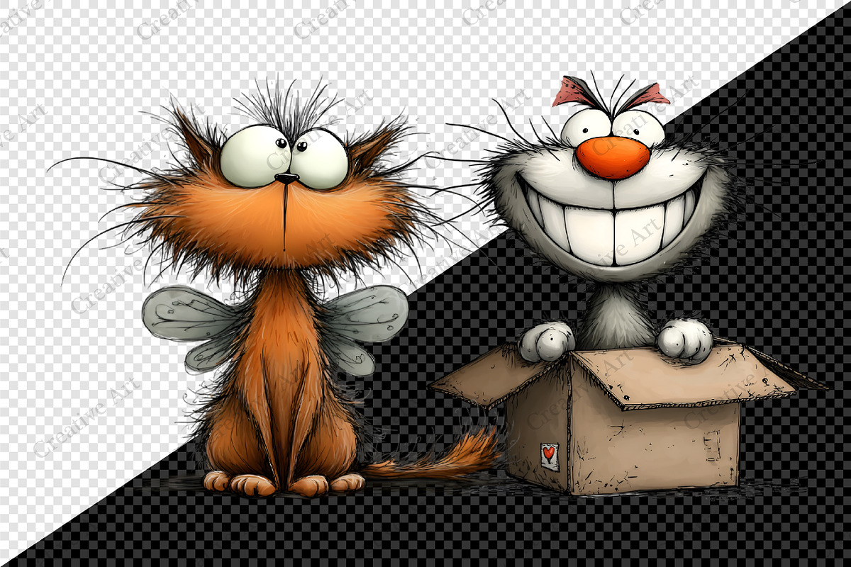 Whimsical Cats Clipart Bundle, an Illustration by Creative Art (Photo 11 of 11)