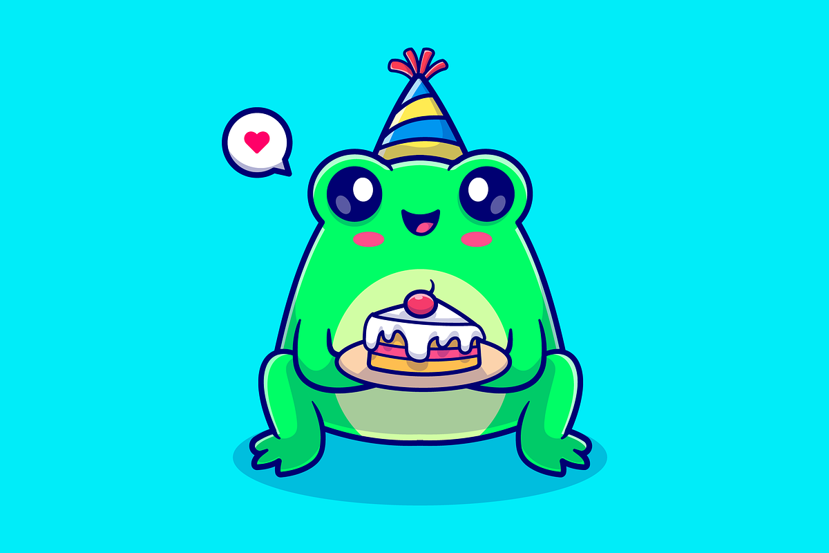 Cute Frog Holding Birthday Cartoon, an Animal Illustration by Catalyst Labs (Photo 3 of 3)