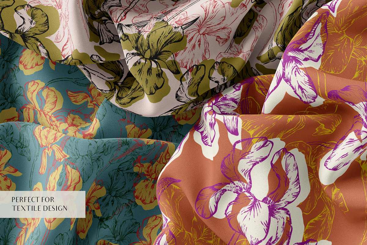 Iris Floral Seamless Patterns PSD, a Pattern Graphic by Julia M. Watercolor (Photo 3 of 15)