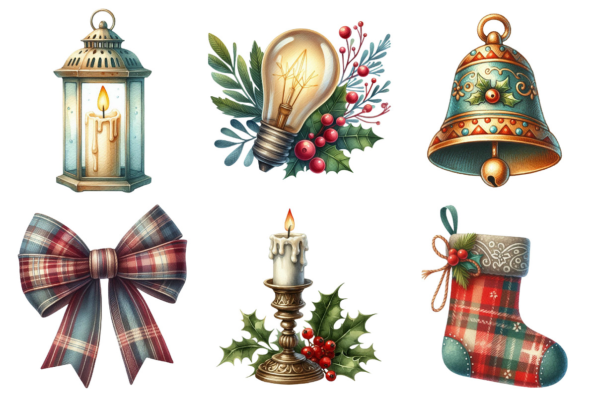 Vintage Noel Retro Christmas Clipart, an Illustration by Daily.Designs (Photo 5 of 5)