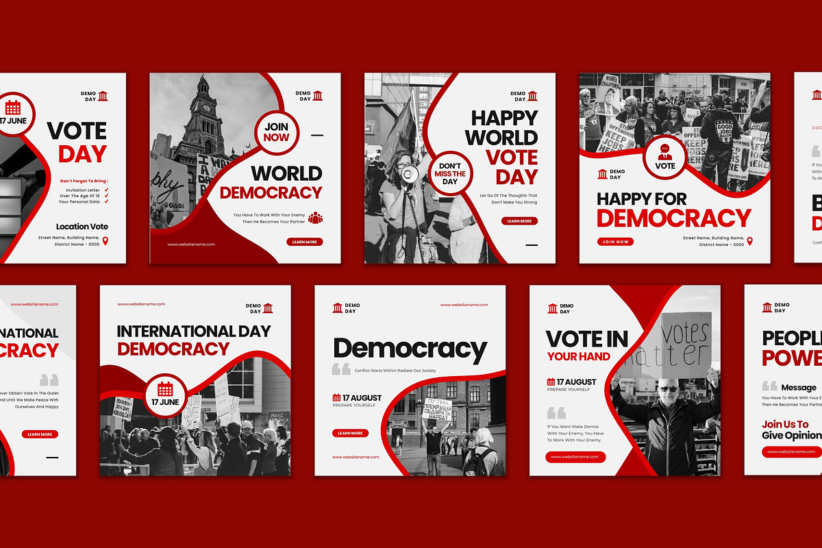 Democracy Day Instagram Post, a Social Media Template by CavenArt (Photo 5 of 5)