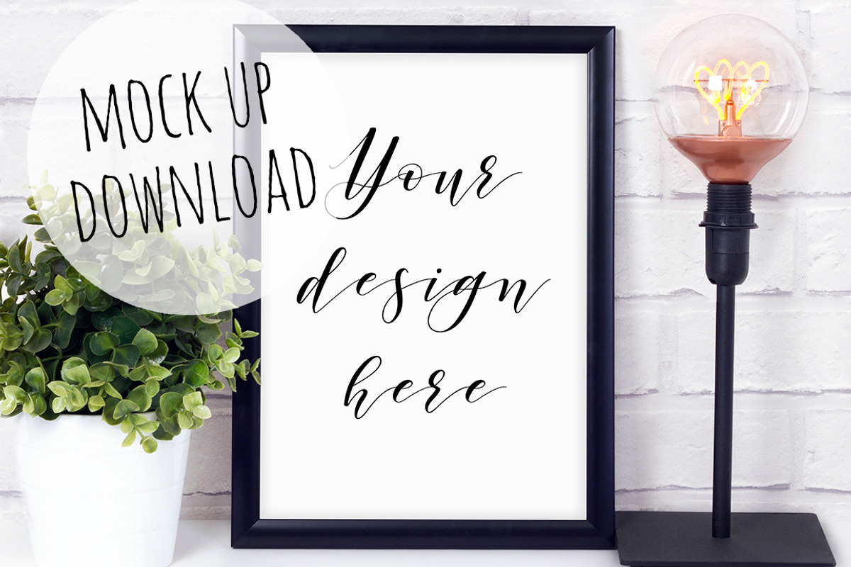 Modern Black Frame Mockup Scene, a Print Template by Pixomize (Photo 1 of 2)