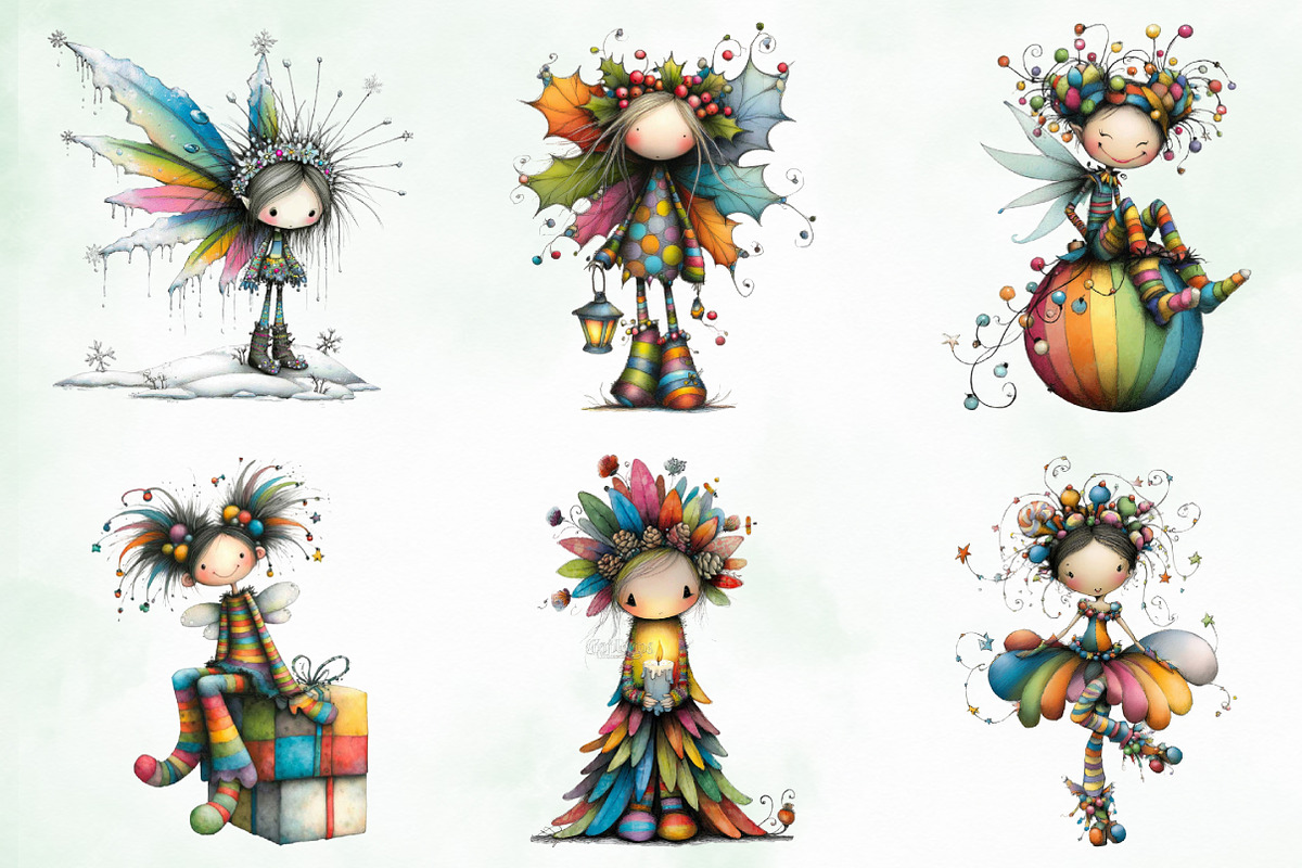 Whimsical Christmas Fairy Clipart, an Illustration by Creative Art (Photo 2 of 12)