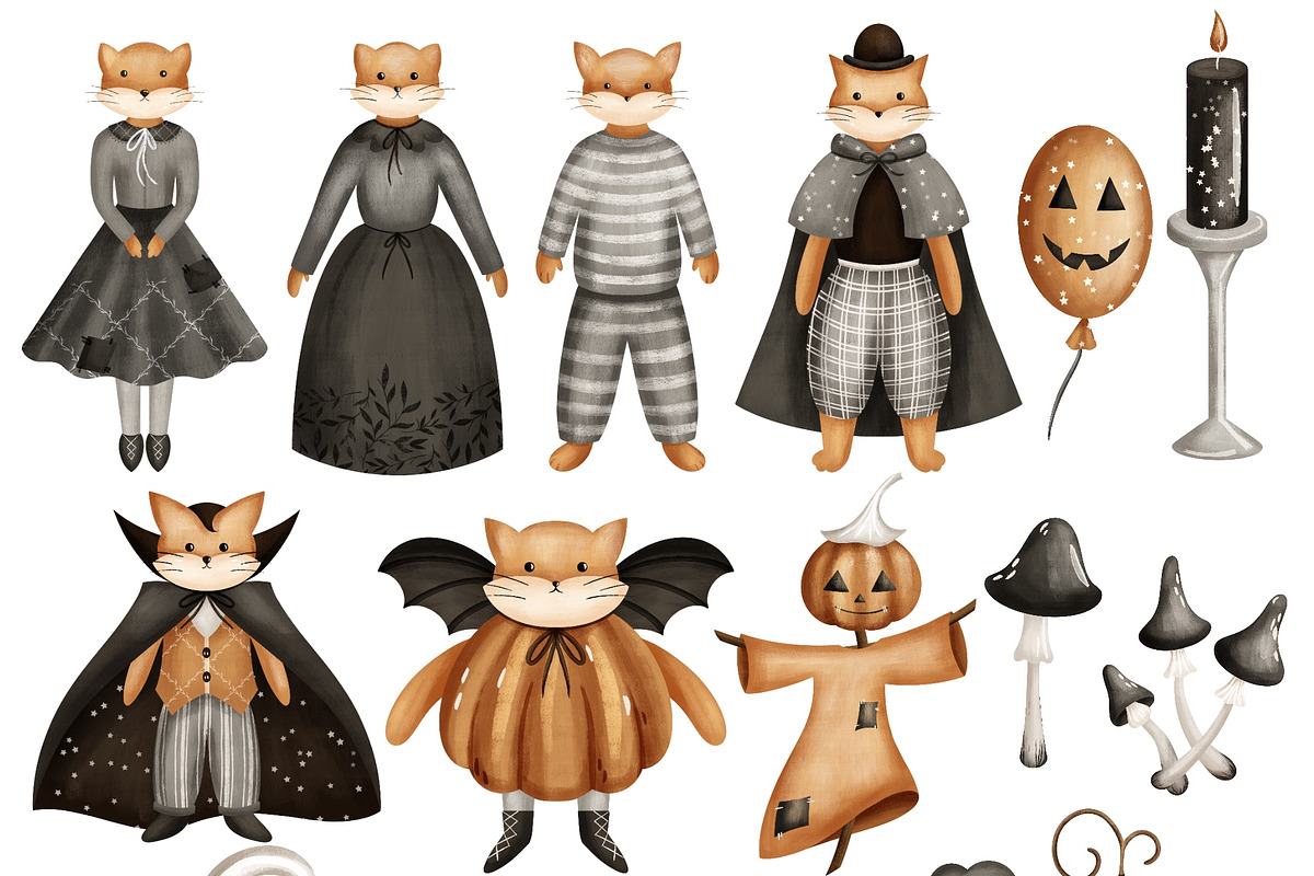 Fox Halloween Party. Kids collection, an Animal Illustration by Linerisyart (Photo 15 of 16)