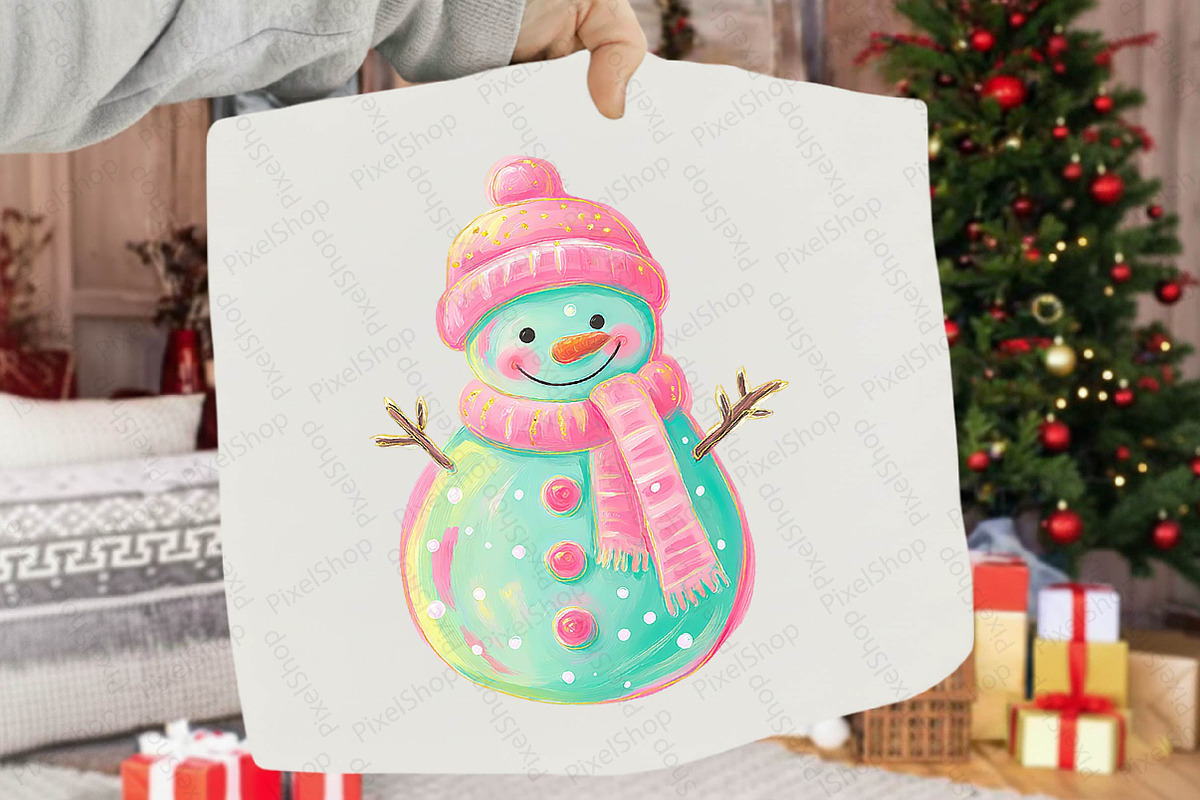 Cute Retro Christmas Snowman Design, an Illustration by DreamPrint404 (Photo 3 of 7)