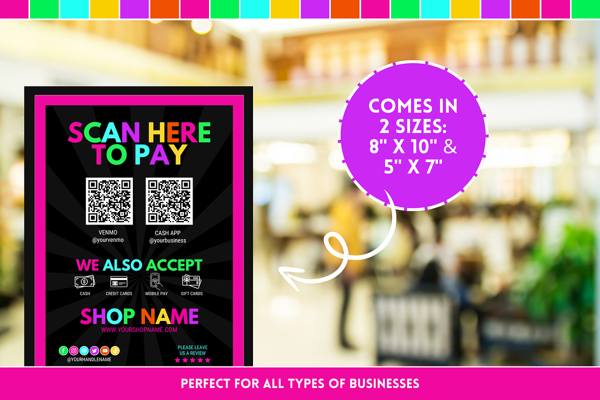 Neon Scan to Pay Sign, a Stationery Template by SunshineStudioBoutique (Photo 8 of 10)