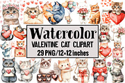 Valentine Cat Clipart, an Illustration by Design Market (Thumbnail 1 of 3)