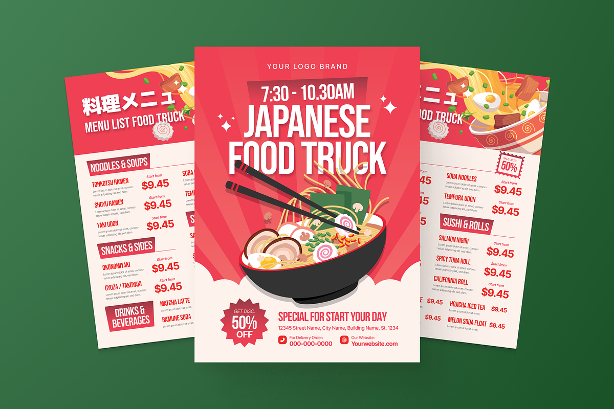 Japanese Food Truck Menu Flyer, a Flyer Template by MMPixelCraft (Photo 6 of 6)