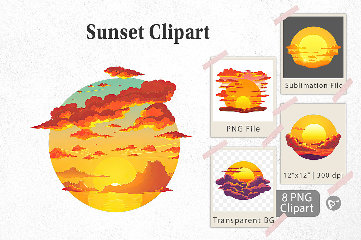Sunset Clipart, a Graphic by Artnoy (Photo 1 of 5)