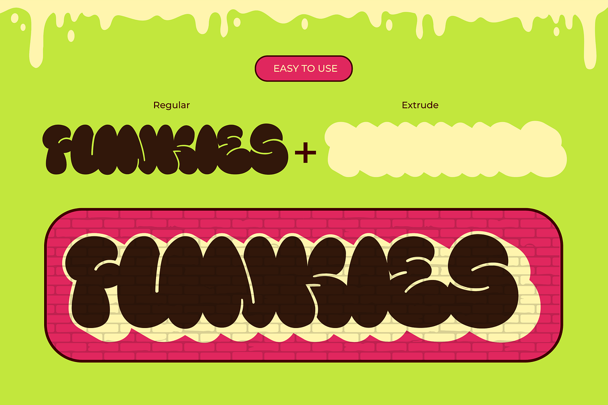 Fanky Bubble Graffiti Typeface, a Font by Fitrah Type (Photo 6 of 12)
