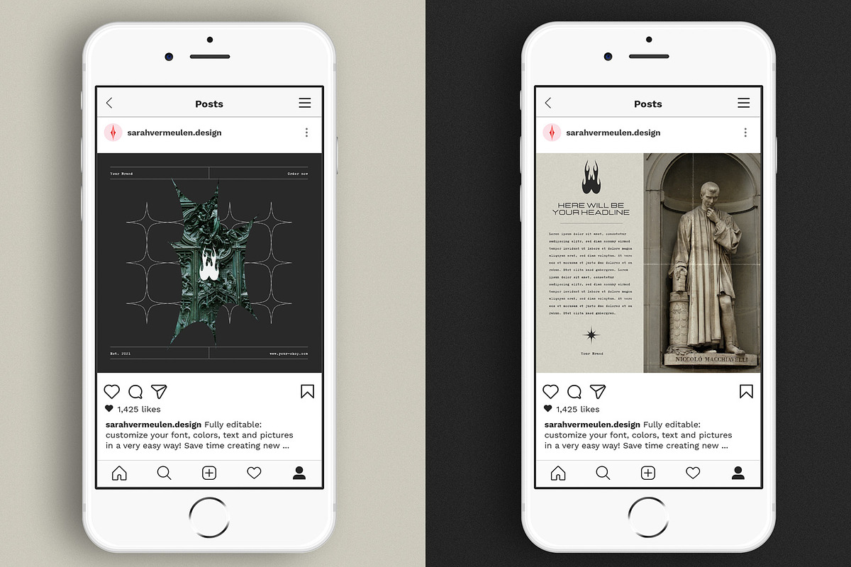 Instagram Social Media CANVA Grunge, a Social Media Template by Vermeulen Design Studio (Photo 2 of 6)