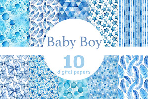 Blue Baby Boy Digital Paper, a Pattern Graphic by GlamArtZhanna