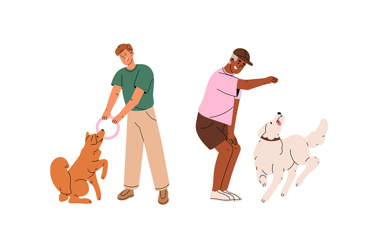People training dogs set, a Person Illustration by PaperTrident (Photo 4 of 6)
