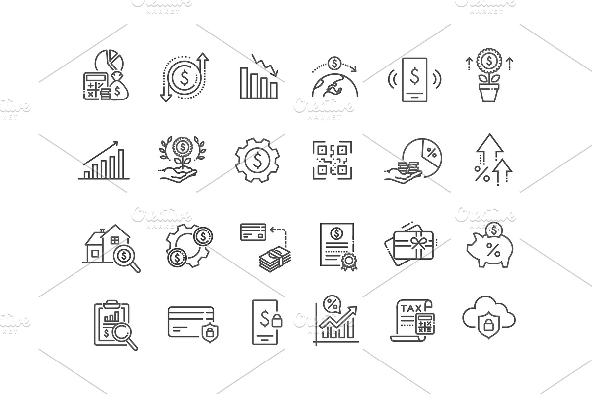 Finance Line Icons Set, an Outline Icon by Tettygreen (Photo 2 of 2)