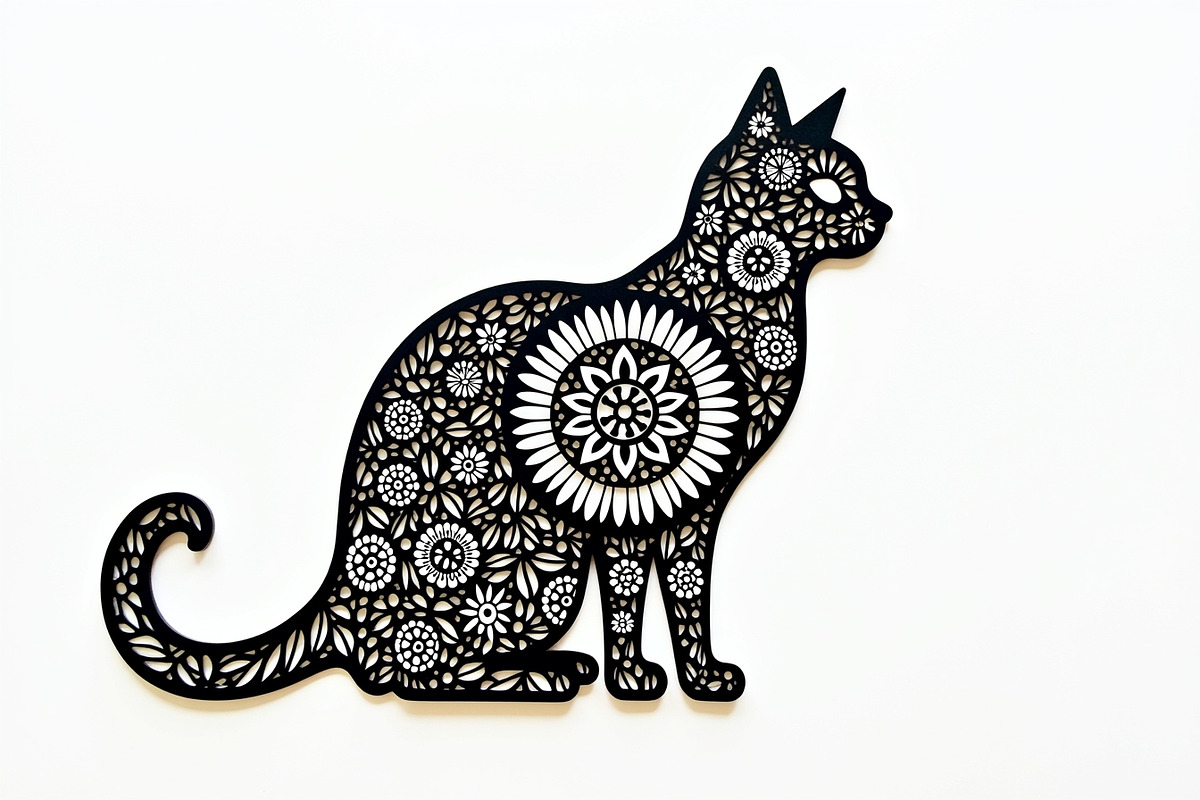 Ornate Cat Mandala Silhouette Design, an Illustration by Creativeshirt (Photo 8 of 13)