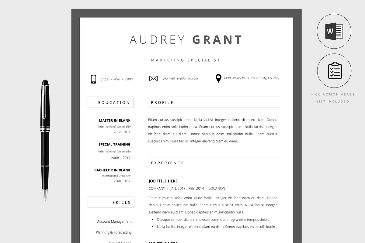 RESUME CV TEMPLATE WORD, a Resume Template by PAPPERMINT RESUME STUDIO (Photo 1 of 5)