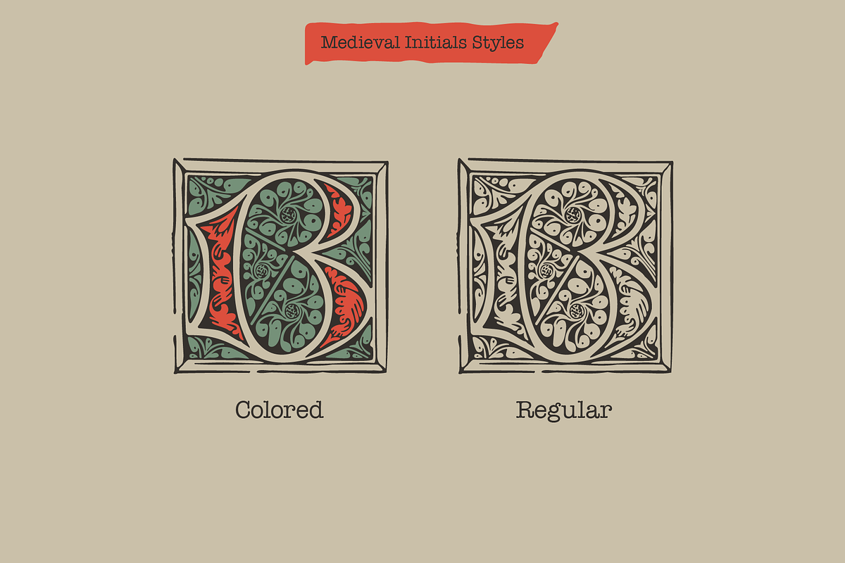 Medieval Initials. Gothic Drop caps, a Blackletter Font by kaer_shop (Photo 6 of 12)