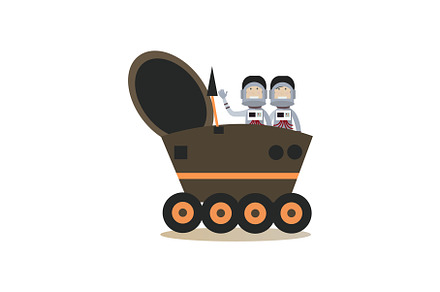 Astronauts in lunar rover flat