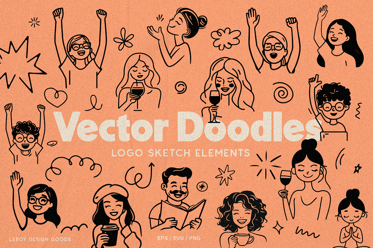 Vector Doodles People Sketch Set 1, a Graphic by LEROY Design (Photo 9 of 9)