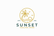 Sunset beach illustration logo, a Branding & Logo Template by Signatoro (Thumbnail 1 of 3)