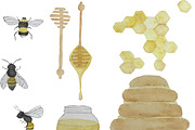 Watercolor Honey Bees, an Illustration by Valeri Nick (Thumbnail 2 of 3)