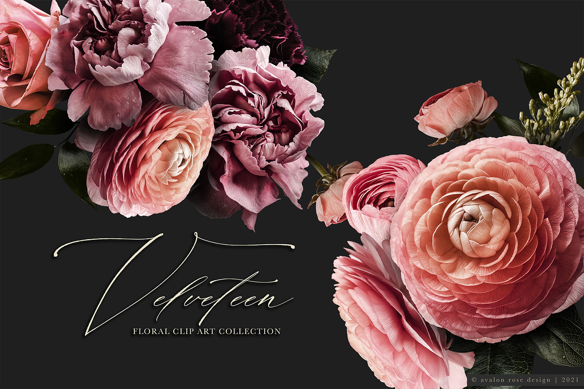 Velveteen Floral Clip Art Collection, an Object Graphic by Eclectic Anthology (Photo 1 of 19)