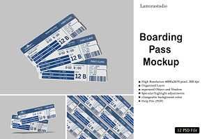 Boarding Pass Mockup, a Product Mockup by lamorastudio