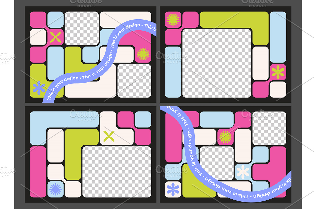 Retro bento grid templates, an Illustration by art PVP - market