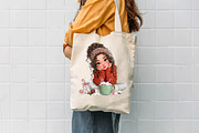 Whimsical Christmas Coffee Girl, a Seasonal Illustration by CreationArt (Thumbnail 7 of 7)